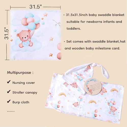 Ylsteed Baby Swaddle Blanket and Headband Set, Newborn Receiving Blanket - Image 4