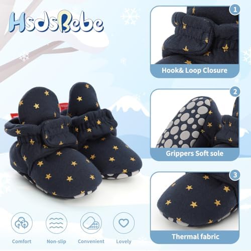 HsdsBebe Unisex Newborn Baby Cotton Booties Non-Slip Sole - Image 6