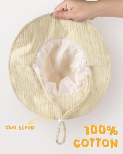 HONGTEYA Baby Sun Hat Muslin Wide Brim Toddler Girl Beach Bucket Hat - Image 4