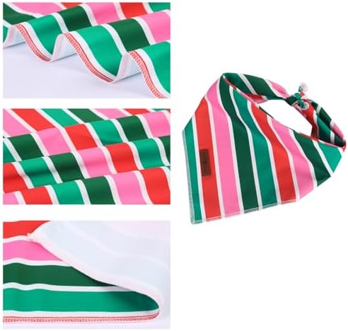 lionet paws Christmas Dog Bandana, Fabric Colorful Stripe Dogs Kerchief - Image 2