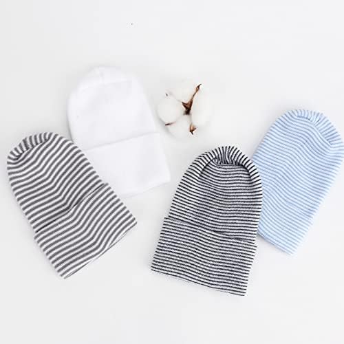 DRESHOW BQUBO 4 Pack Newborn Hospital Hat Infant Baby Hat Cap - Image 6