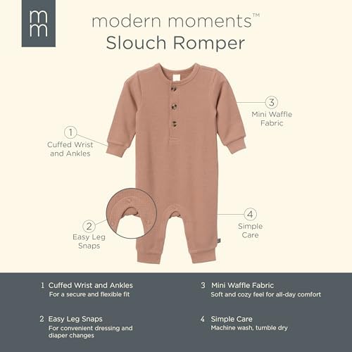Modern Moments by Gerber Baby Henley Waffle Knit Romper - Image 6