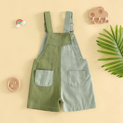 Fernvia Toddler Kids Baby Girl Boy Contrast Color Overalls Shorts Clothes - Image 6