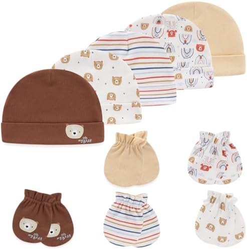MAMIMAKA Baby Hat and Mittens Set Newborn Baby Hats Caps by MAMIMAKA