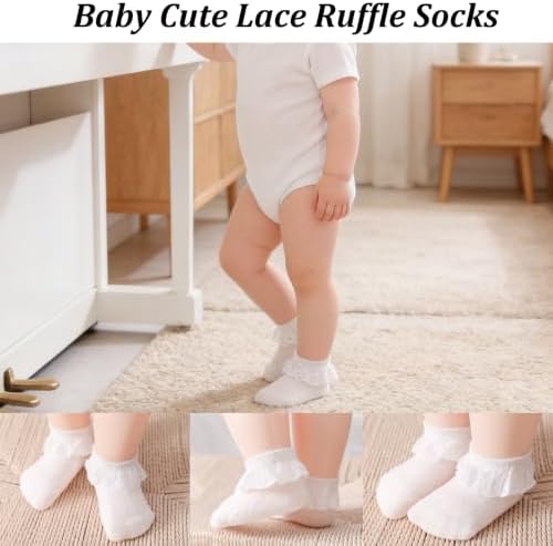 Baby Girl Lace Socks 10 Pack Newborn Ruffle Socks Cotton Ankle Dress Sock - Image 3