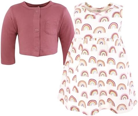 Hudson Baby Infant and Toddler Girls Cotton Dress and Cardigan Set - Image 3