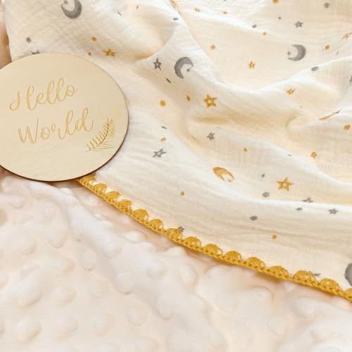 Baby Neutral Muslin Thick Blanket Double Layer Soft Crib Bedding 40x40 inch - Image 2