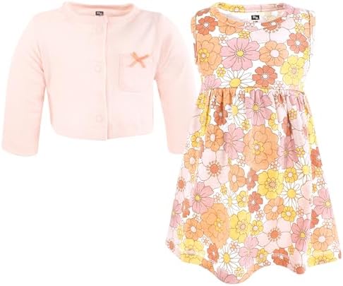 Hudson Baby Infant and Toddler Girls Cotton Dress and Cardigan Set - Image 3