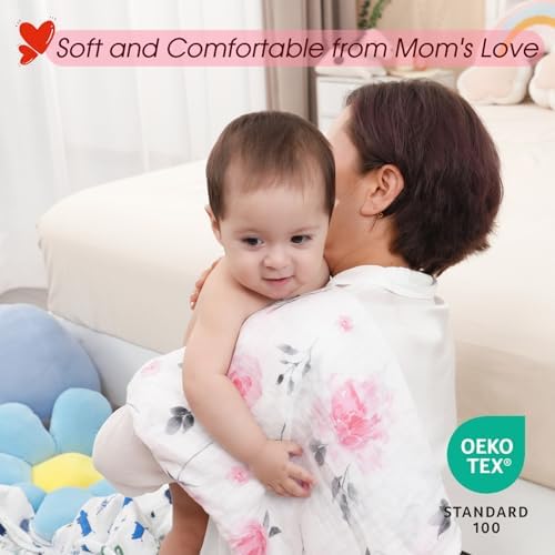 david's kids 4 Pack Baby Muslin Swaddle Blankets, 100% Cotton and Ultra Soft - Image 2