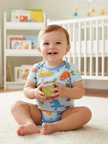 Kids Rayon of Bamboo Pajamas Set Short Sleeve Button Shorts Ages 0-24 - Image 2