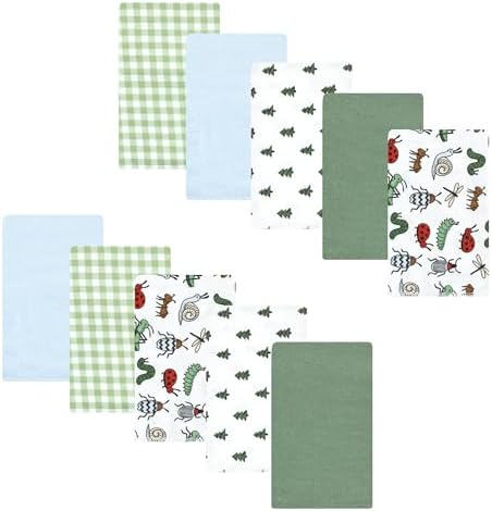 Luvable Friends Hudson Baby Flannel Burp Cloths 10pk, Garden Bugs by Luvable+Friends