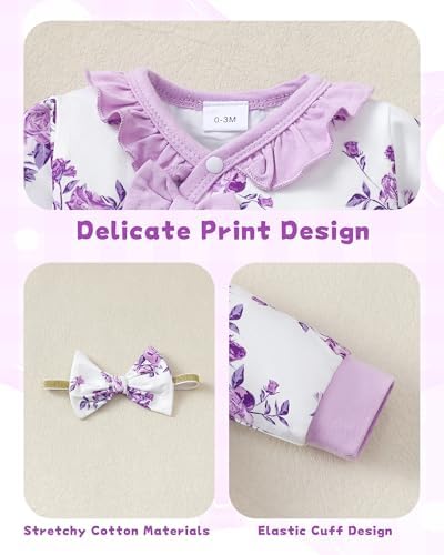 Mikrdoo Newborn Baby Girl Clothes Long Sleeve Romper - Image 7