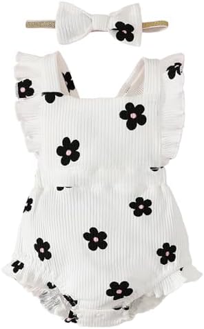 Fullfamous Baby Girl Ruffled Jumpsuit and Headband Set by Fullfamous