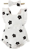 Fullfamous Baby Girl Ruffled Jumpsuit and Headband Set by Fullfamous