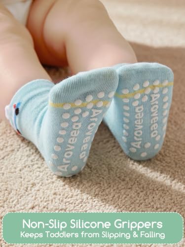 Aroveea Toddler Socks Non Slip Grip Ankle Baby 12 Pack - Image 2