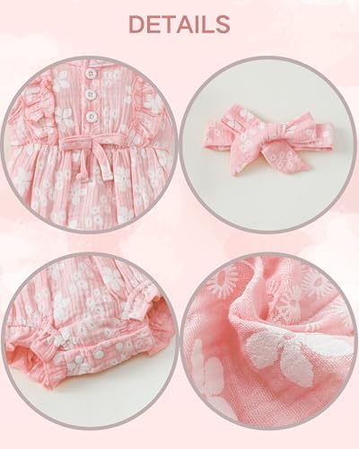 Renotemy Baby Girl Clothes Summer Rompers Cute Outfits Preemie-18 Months | - Image 4