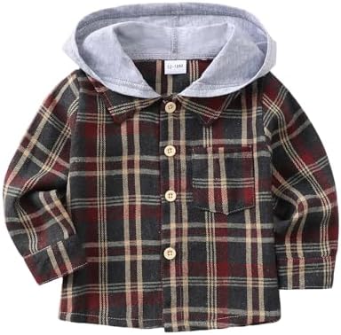 Toddler Baby Boy Long Sleeve Shirt Flannel Buffalo Plaid Shirts Button Down by KimiBear