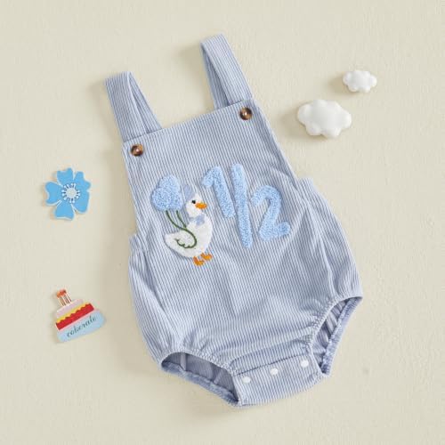 Honganda Baby Boy 1/2 Birthday Outfit Half Way to One Cake Smash Romper - Image 6