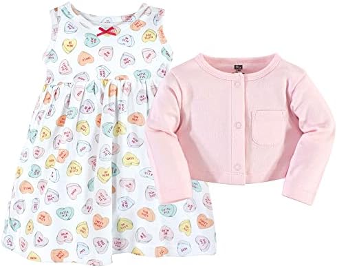 Hudson Baby Infant and Toddler Girls Cotton Dress and Cardigan Set - Image 3