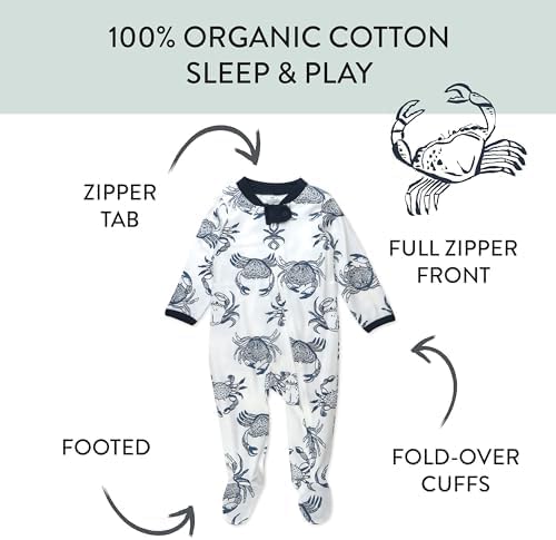 HonestBaby Baby Boys' Sleep & Play Footed One-piece Pajama Sleeper 100% Organic - Image 2