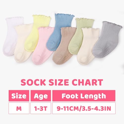 9 Pairs Toddler Ruffle Cotton Non Slip Socks Baby Boys Girls 1-3T - Image 3