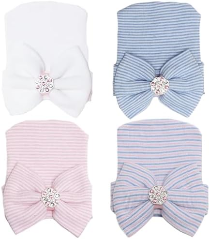 DRESHOW BQUBO 4 Pack Newborn Hospital Hat Infant Baby Hat Cap by DRESHOW