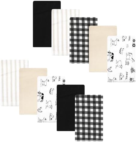 Luvable Friends Hudson Baby Flannel Burp Cloths 10pk, Neutral Farm Animals by Luvable+Friends