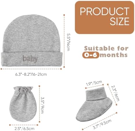 BQUBO Newborn Baby Hat Mittens Socks Set Infant Cotton Beanie Gloves Thick Warm - Image 5