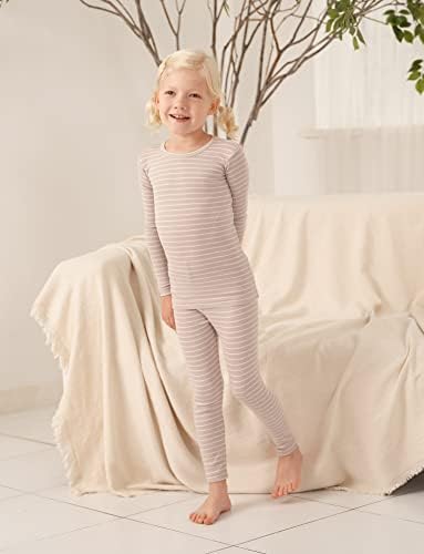 AVAUMA Stripe Pattern Baby Boys Girls Pajama Set Kids Toddler Snug fit Ribbed - Image 2