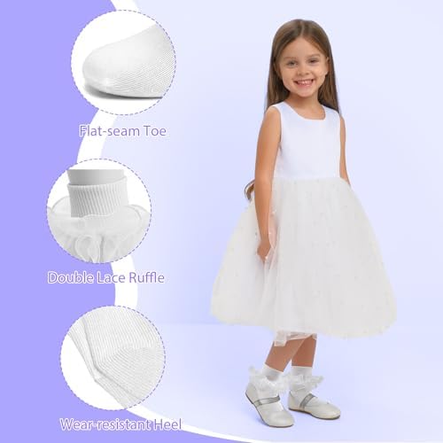 Girls Ruffle Socks Double Lace Turn Cuff Frilly Church Dress Socks - Image 4