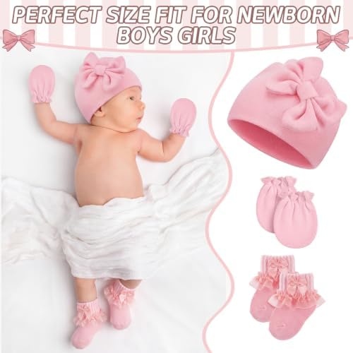 Ramede 5 Pack Preemie Newborn Hats Mittens Socks - Image 3