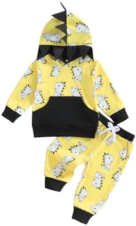 Infant Baby Boy Fall Winter Clothes Outfit Hooded Long Sweatshirt Pant Set by LIOMENGZI