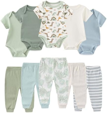 Ruliby Baby Bodysuit and Pant Set Summer Ribbed Mix Match Infant Clothes by Ruliby