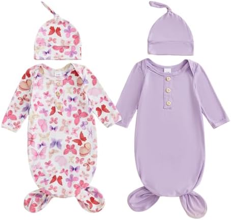 2-Pack Baby Sleeper knotted Gown Boy Girl Nightgown by Merqwadd