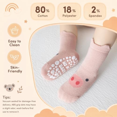 Toddler Grip Socks, 5 Pairs, Cotton Crew - Image 5