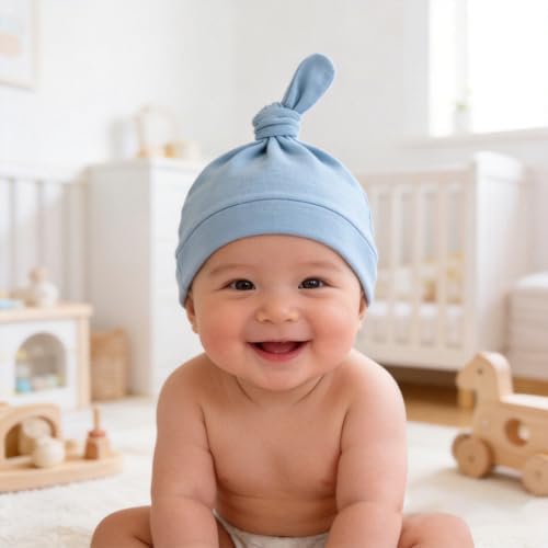 LAWKUL Cotton Baby Newborn Hats Set, 3 Pack, 0-6 Months - Image 3