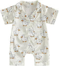 Kuriozud Baby Girl Boy Romper Pajamas Onesie Short Sleeve Button Down Pjs by Kuriozud