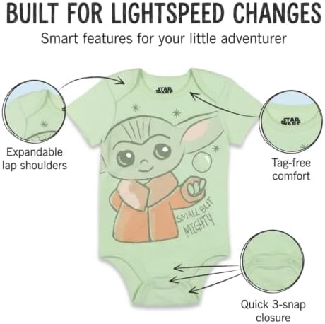 STAR WARS Baby 5-Pack Short Sleeve Bodysuits Newborn to Infant - Image 2