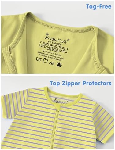 Jimonda Baby Romper Short Sleeve Cotton Pajamas 2-Way Zipper - Image 4
