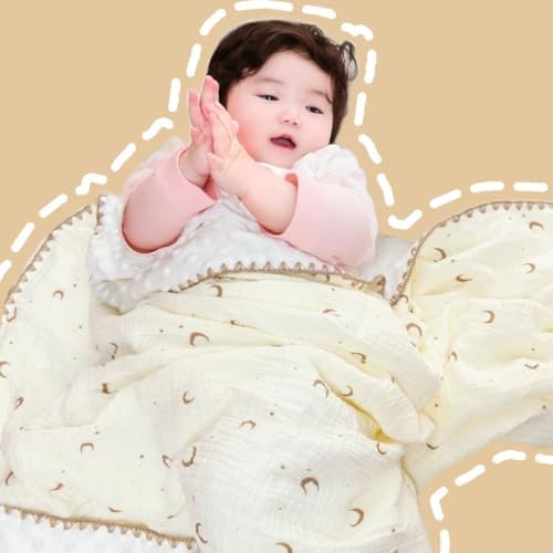 Baby Blanket Cotton Muslin Swaddle Thick Crib Bedding Dotted Backing Double - Image 4