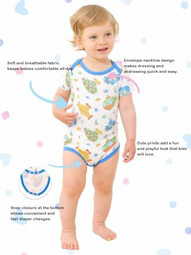 Kids Rayon of Bamboo Pajamas Set Short Sleeve Button Shorts Ages 0-24 - Image 2