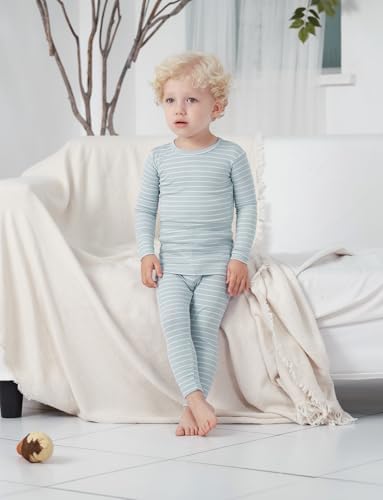 AVAUMA Stripe Pattern Baby Boys Girls Pajama Set Kids Toddler Snug fit Ribbed - Image 2