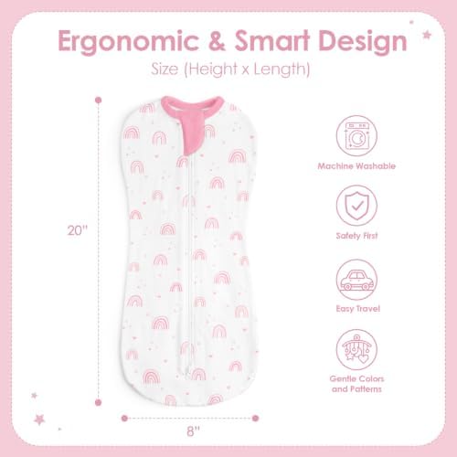 Baby Swaddle 0-2 Months, Cotton Arm-In Zipper Sleep Sack, Wearable Blankets Wrap - Image 2