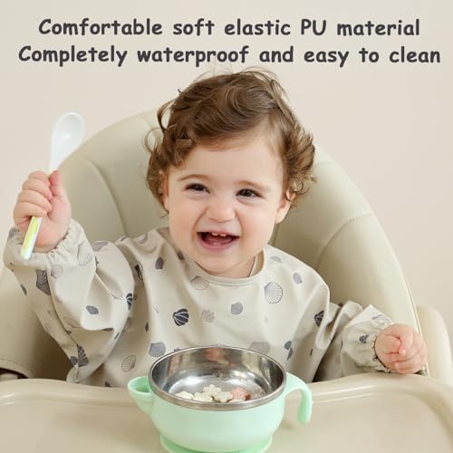 Weaning Bib with Long Sleeves & BLW, Soft and Skin-Friendly Material - Image 3