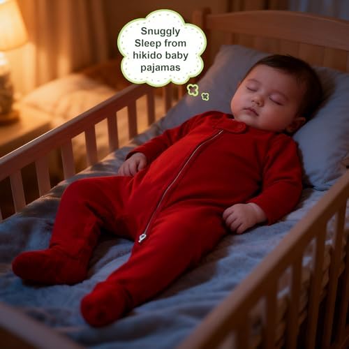 Hikido Baby Romper 100% Organic Cotton Pajamas One Piece Long Sleeve Zipper - Image 4