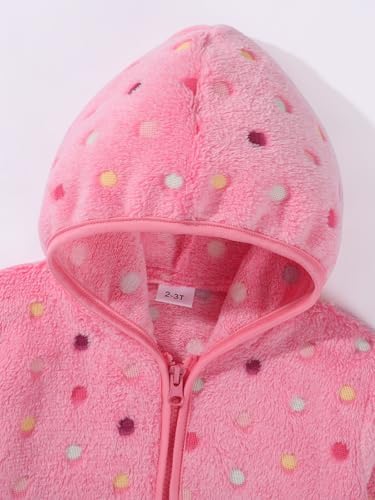 Toddler Baby Girl Fleece Jackets Fall Clothes Hooded Zip Fuzzy Coats - Image 5