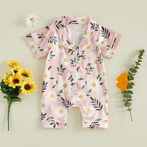 Kuriozud Baby Girl Boy Romper Pajamas Onesie Short Sleeve Button Down Pjs - Image 5