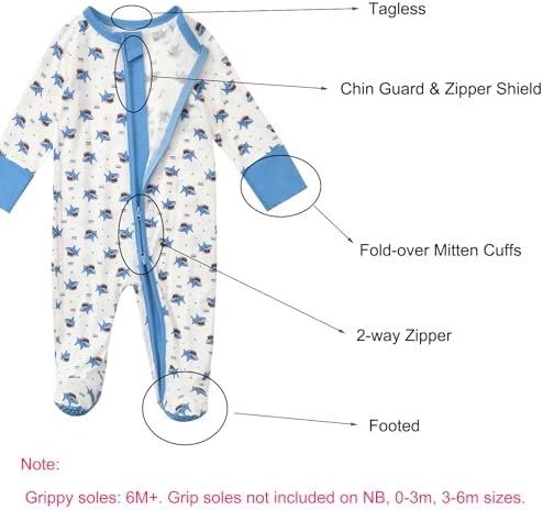 Aablexema Baby Rayon of Bamboo Footed Pajamas Zipper - Image 3