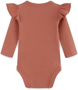 Baby Girl Knit Ruffle Outfit Clothes Ribbed 100% Organic Cotton Solid Color - Image 2