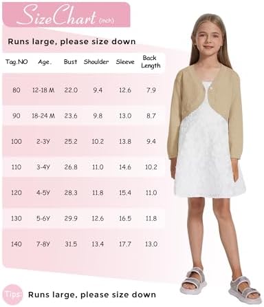 Girls Cardigan, Girls Bolero Shrug Sweater, Kids Knit Hollow Out Long Sleeve - Image 6
